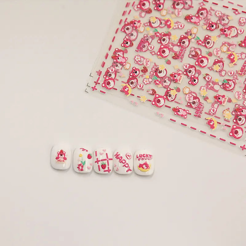 Strawberry Bear 5D Manicure Stickers