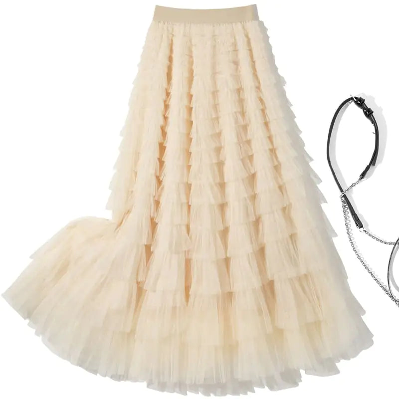 Pleated Gauze Maxi Skirt