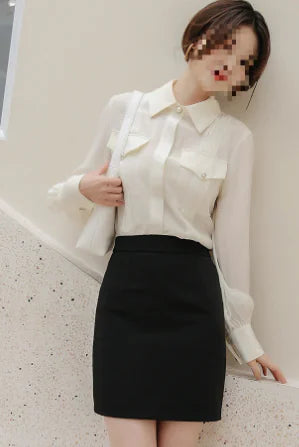 Chic Skirt Suit with Bag Hip Design
