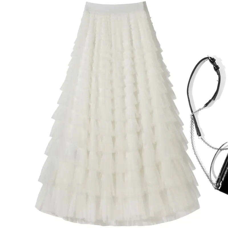 Pleated Gauze Maxi Skirt