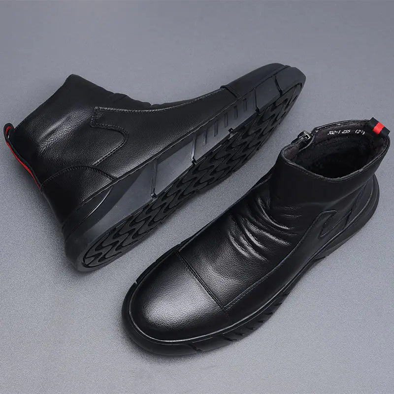 Chic High-Top Leather Sneakers