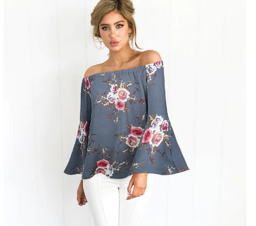 Chic Floral One-Shoulder Blouse