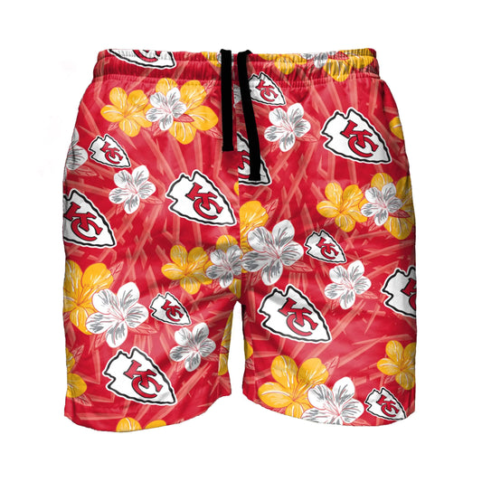 FOCO Mens Chiefs Hibiscus Swim Trunks Medium