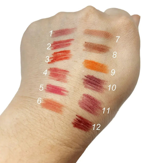 12-Piece Black Wooden Waterproof Lip Liners