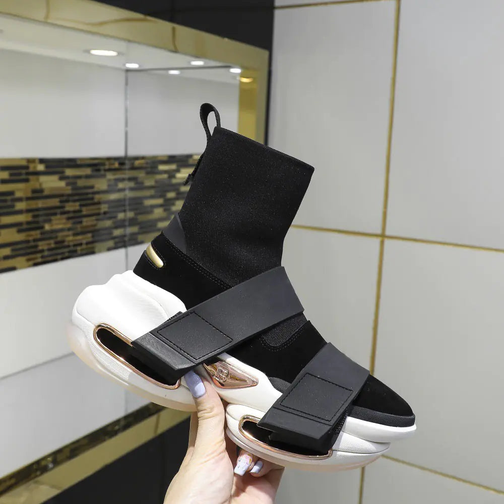 Casual High-Top Sock Sneakers with Grip Sole