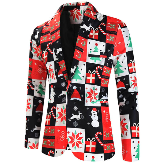 Festive Men's Christmas Blazer Suit