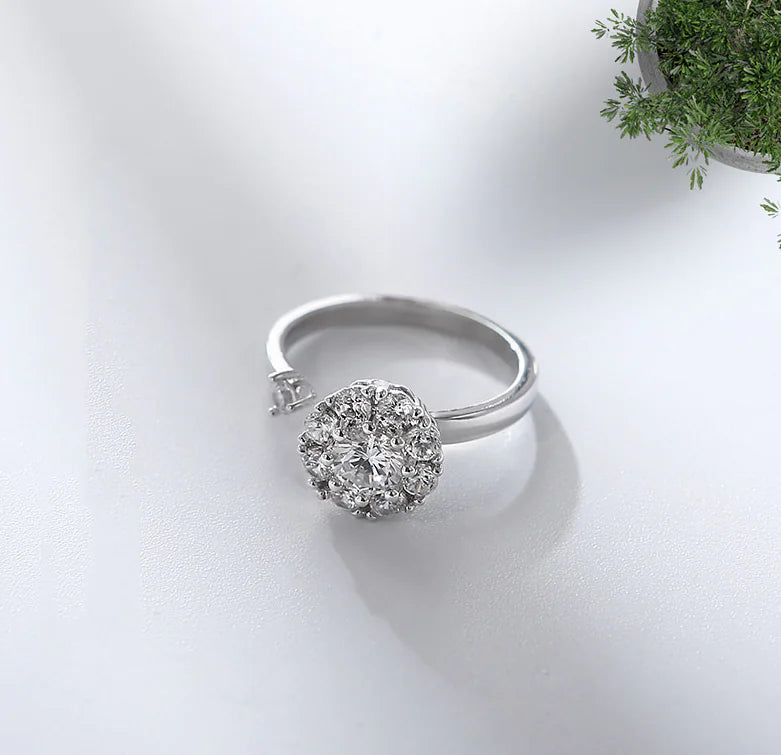 S925 Swivel Silver Ring with Zirconia