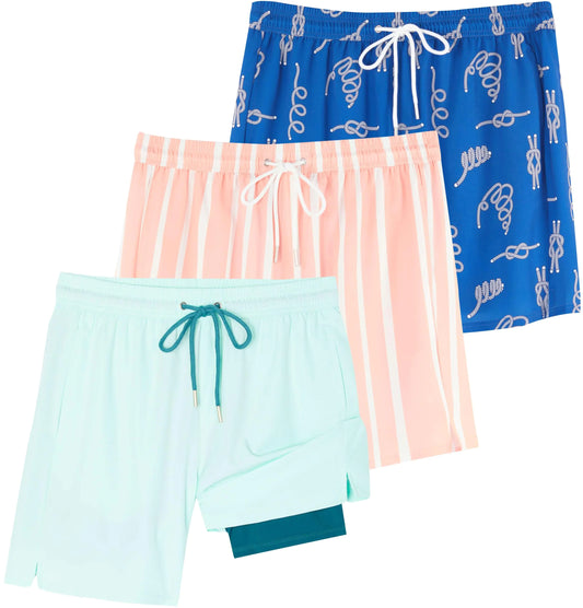 Essential Swim 3-Pack: Men's Compression-Lined Trunks