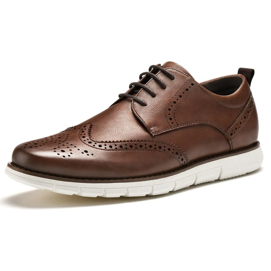 CGRRBW Mens Wingtip Oxford Sneakers Comfort Business Shoes Dark Brown