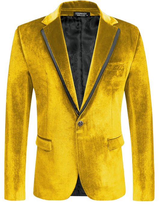 Velvet Gold Tuxedo Jacket - COOFANDY Men's One Button Suit