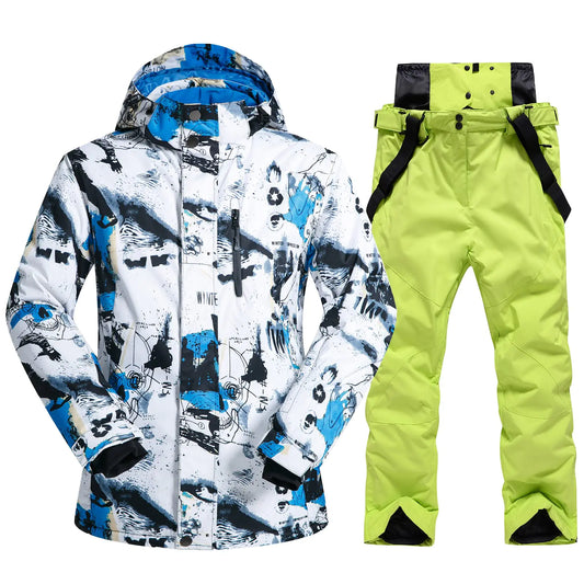 Men's Winter Ski Suit Set - Waterproof Snow Jacket and Pants