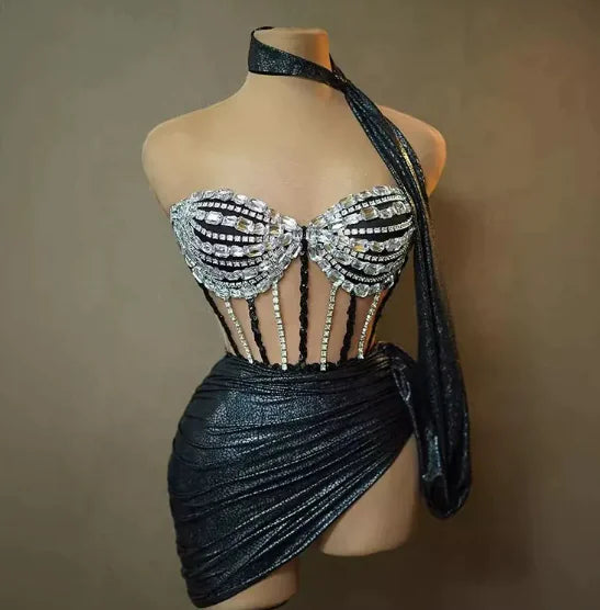 Glam Tube Top & Rhinestone Skirt Combo