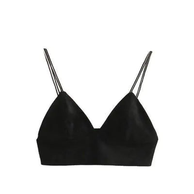 Global Chic Deep V Velvet Crop Top