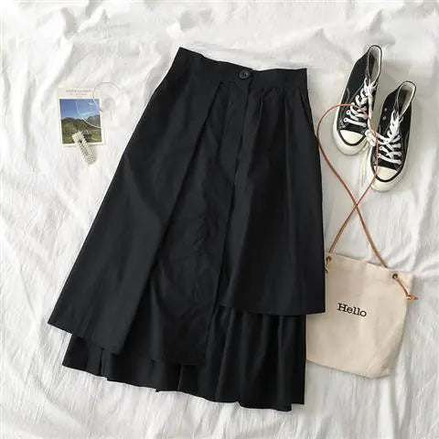 Chic High-Waist A-line Midi Skirt