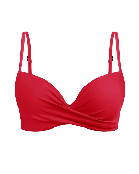 Aqua Eve Red Underwire Push-Up Bikini Top