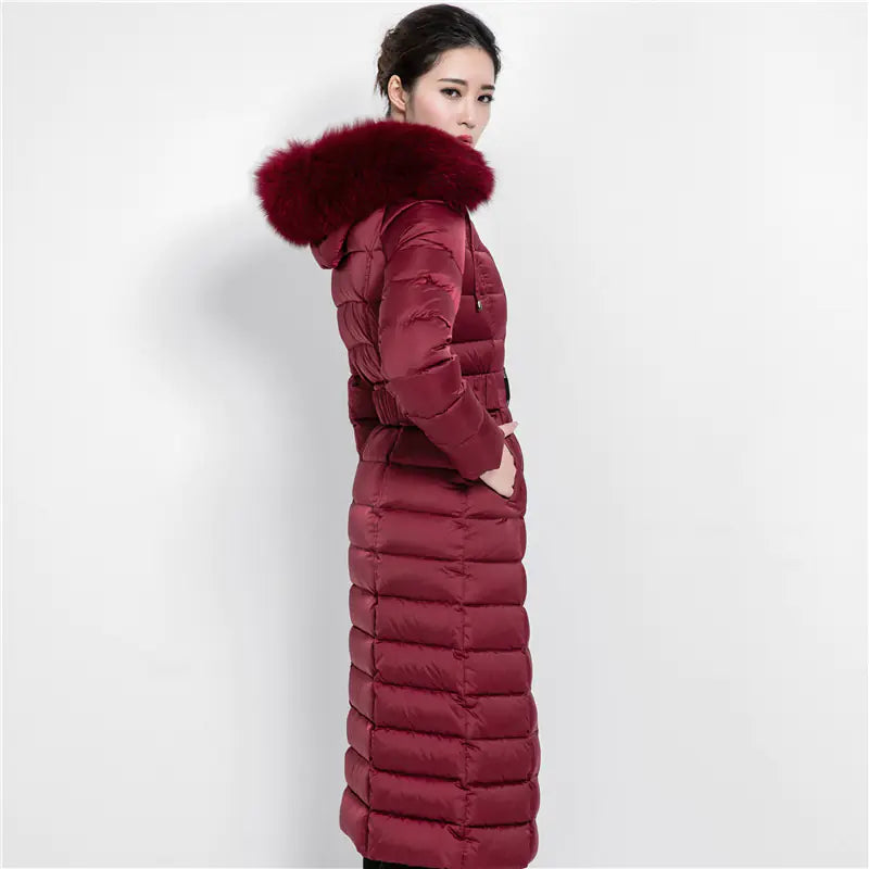 Elegant Women's Down Parka with Fur Collar