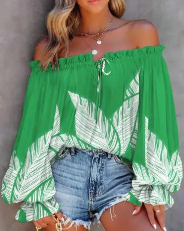 Chic Printed Bardot Blouse