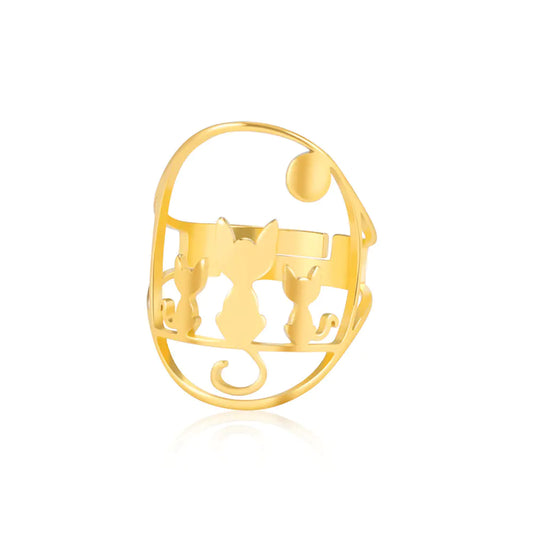 Tri-Cat Hollow Steel Ring