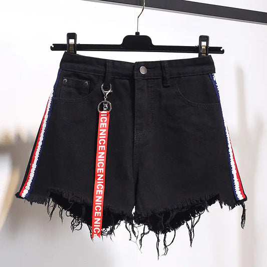 Chic Distressed High-Waist Denim Shorts