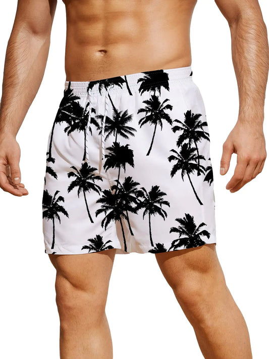 Floerns Men's Boho Beach Trunks Tropical Print Drawstring Swim Shorts XL