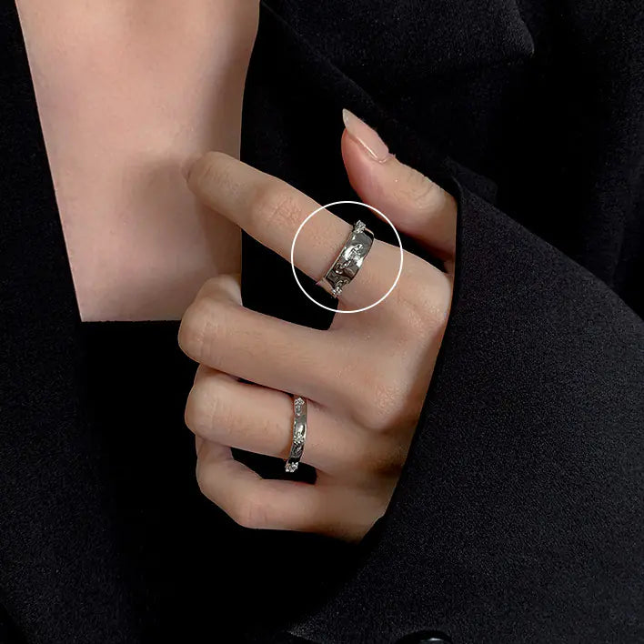 Pearl Zircon Geometric Love Ring