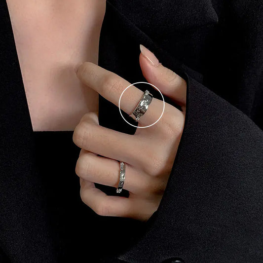 Pearl Zircon Geometric Love Ring