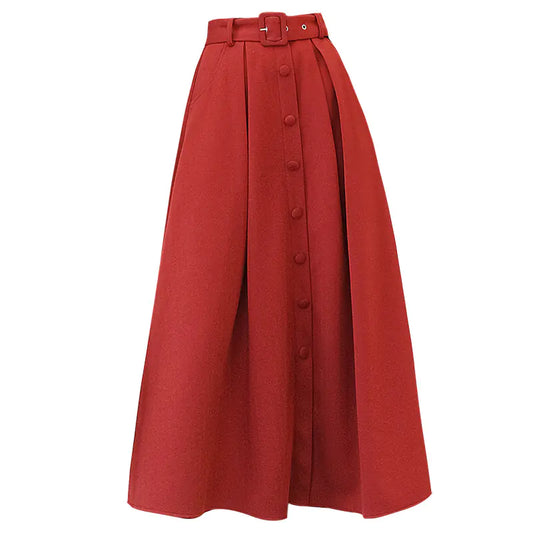 Woolen A-Line Pleated Skirt
