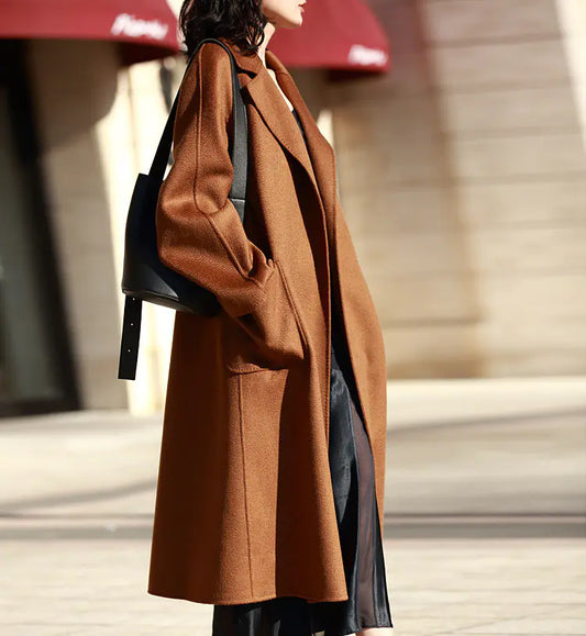 Camel Luxe Cashmere Wrap Coat