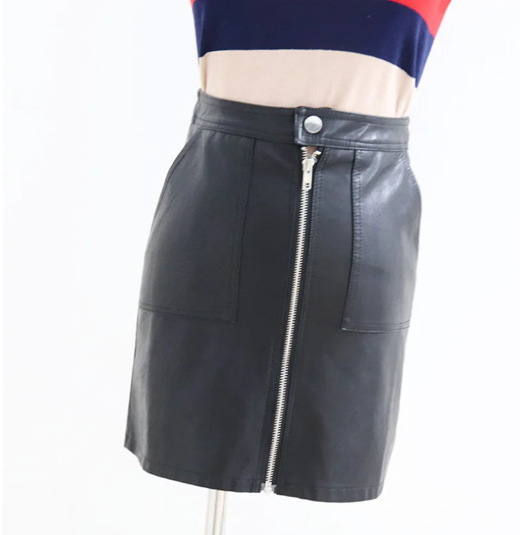 Chic Pocket Leather Skirt