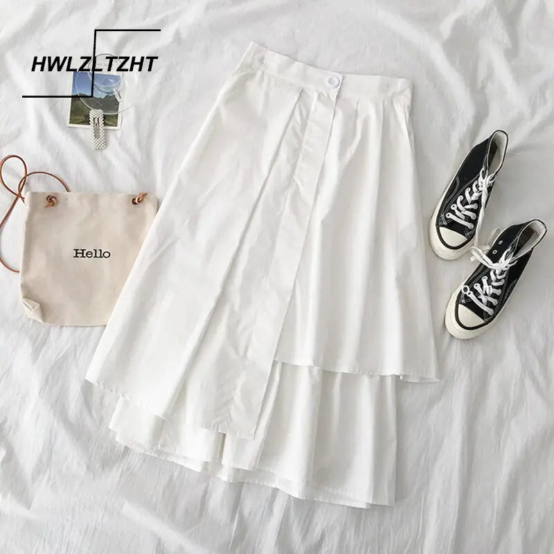 Chic High-Waist A-line Midi Skirt