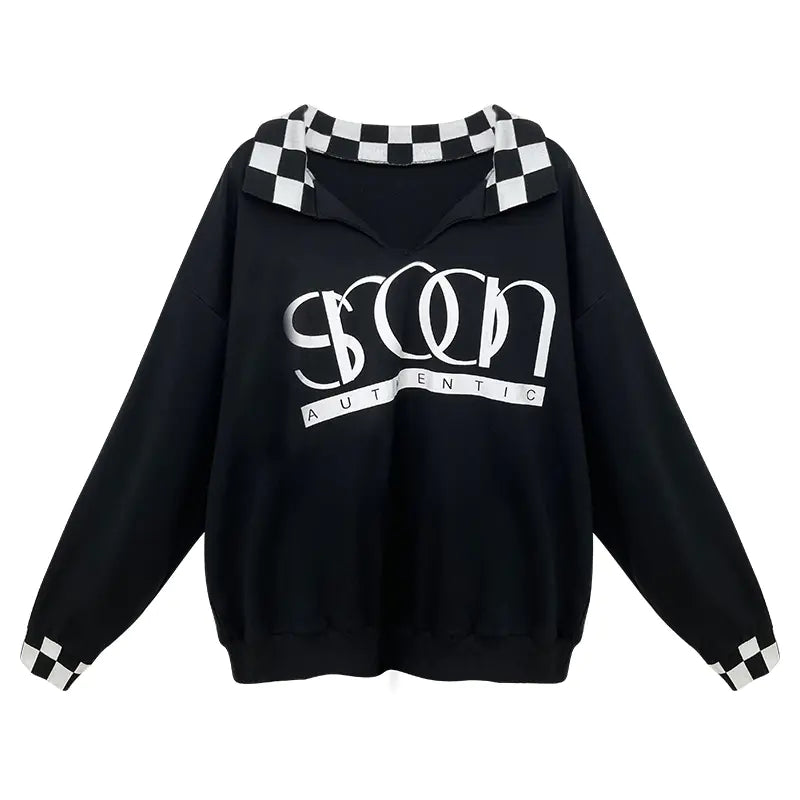 Checker Charm Cotton Sweatshirt