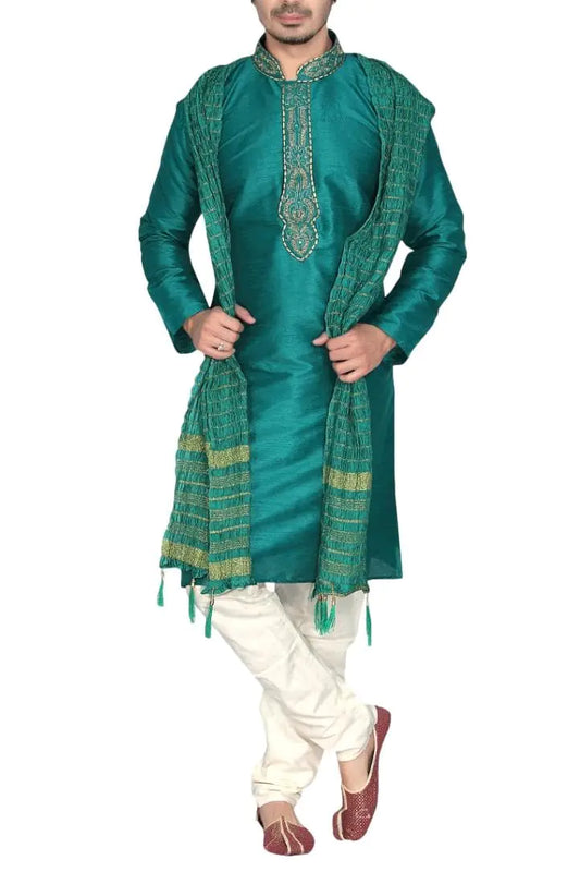 Emerald Ivory Embroidered Men's Kurta Pajama