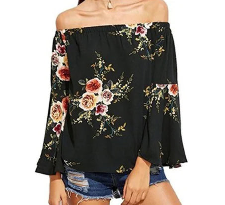 Chic Floral One-Shoulder Blouse