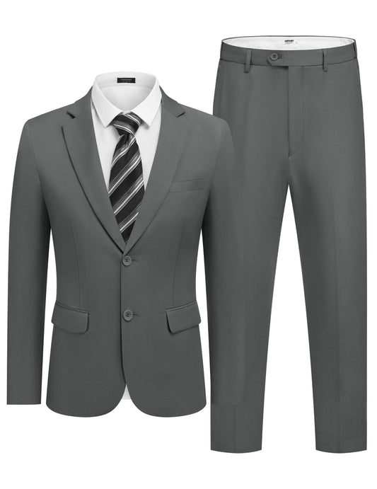 COOFANDY Mens Slim Fit 2-Piece Suit Set - Dark Grey