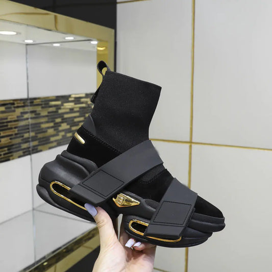Casual High-Top Sock Sneakers with Grip Sole