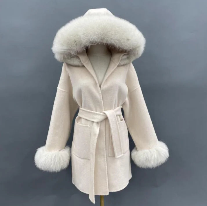 Woolen Fur-Collar Coat