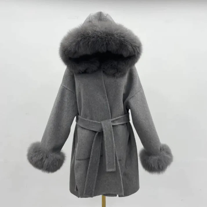 Woolen Fur-Collar Coat