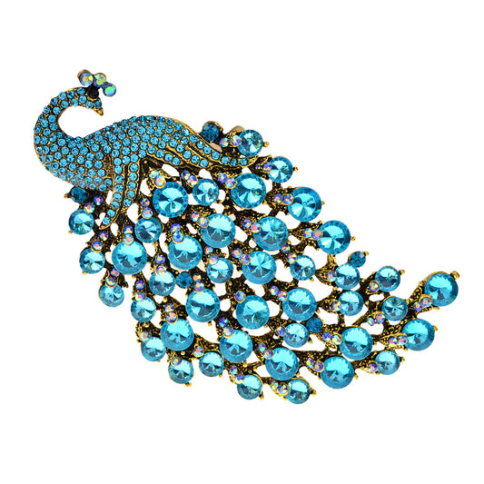 Vibrant Peacock Metal Brooch