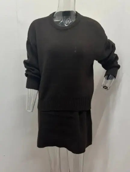 Chic College Knit Skirt Set