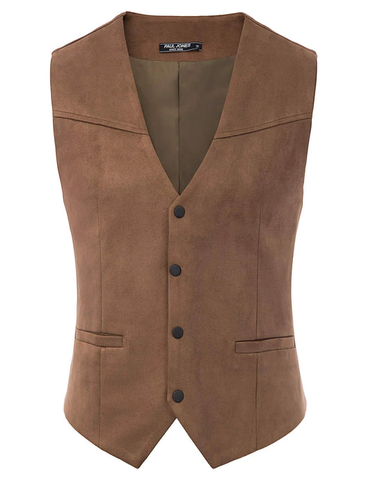 PJ PAUL JONES Mens Suede Leather Western Vest