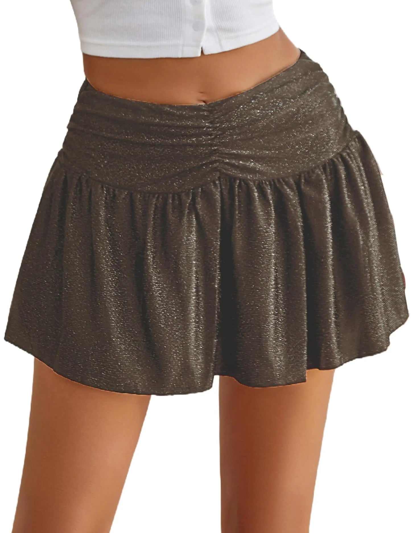 AvidGleam Mini Ruffle Skirt - Brown