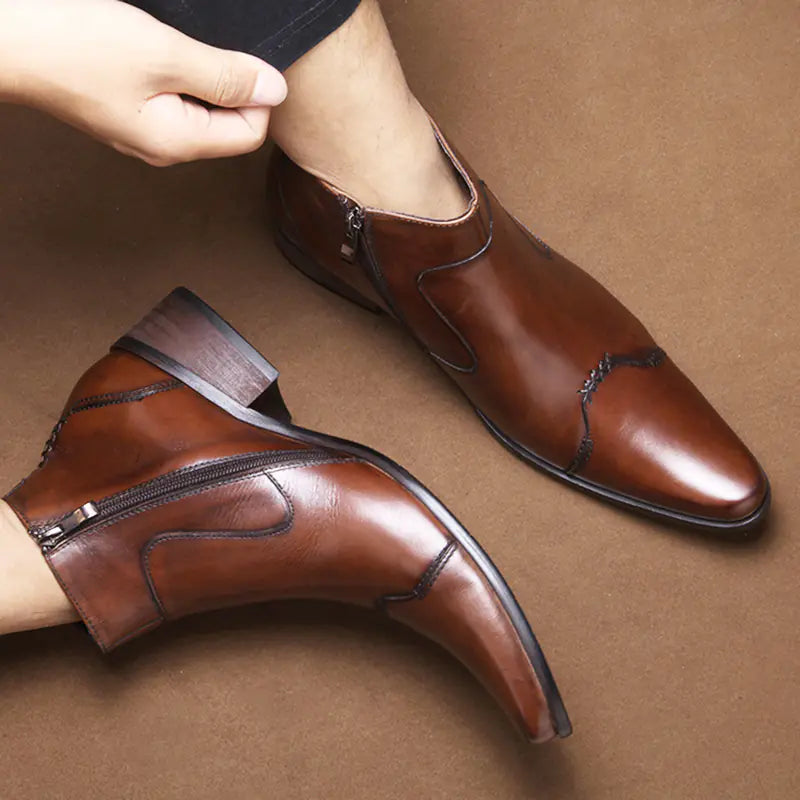 Korean Style Men's Leather Boots