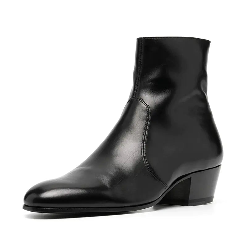 Men's Sleek Cowhide Leather Martin Boots