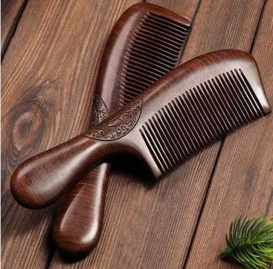Elegant Sandalwood Dual-Carved Comb