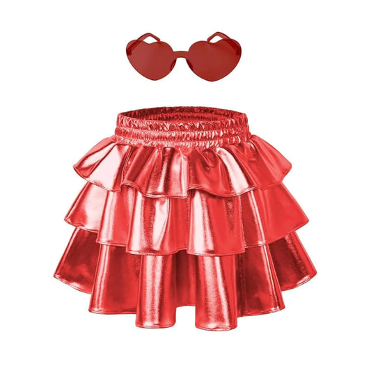 Girls Sparkly Ruffle Skirt with Sunglasses 6-7 Years