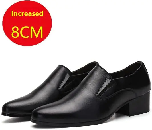 Men's High-Heel Genuine Leather Dress Shoes