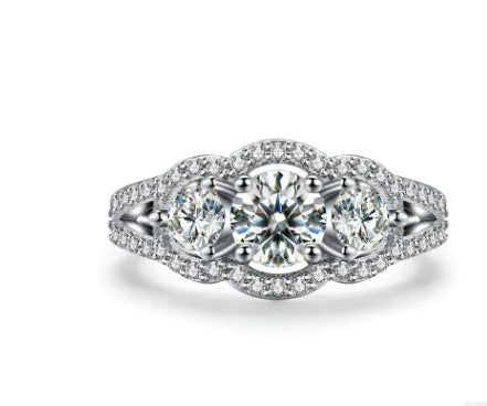 Elegant Platinum Zircon Ring