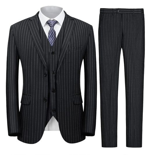 EliteStripe Men's Slim 3-Piece Suit