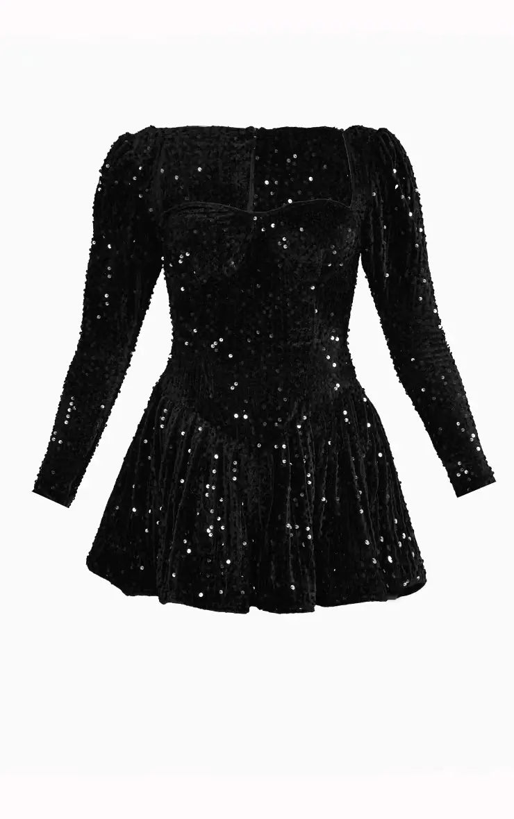 Chic Sequin Party Jumpsuit Skirt