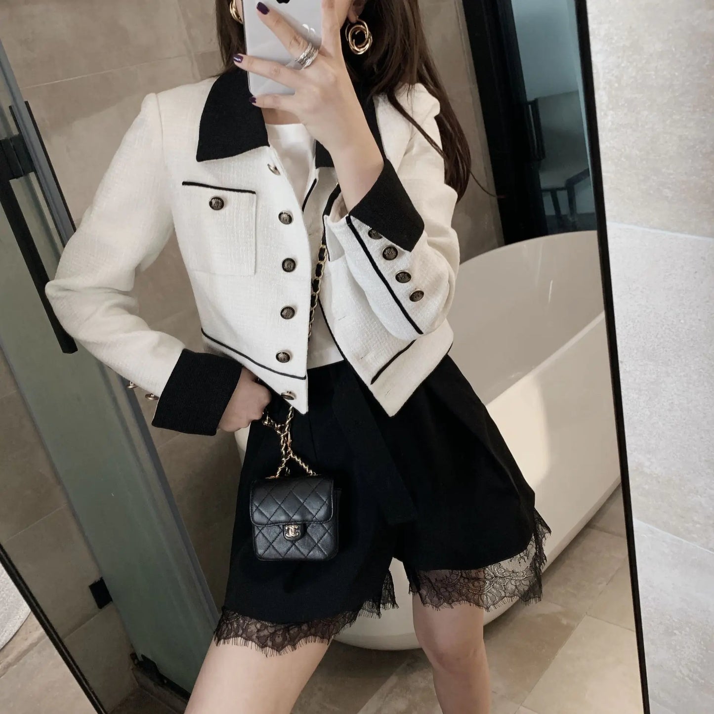 Chic Beige Color-Block Blouse